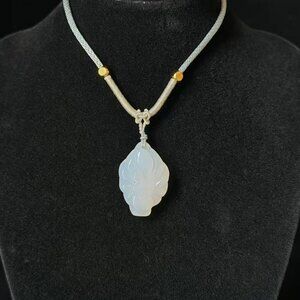 Hand-Carved Natural Jade Nine-Tailed Fox Pendant Necklace Charm